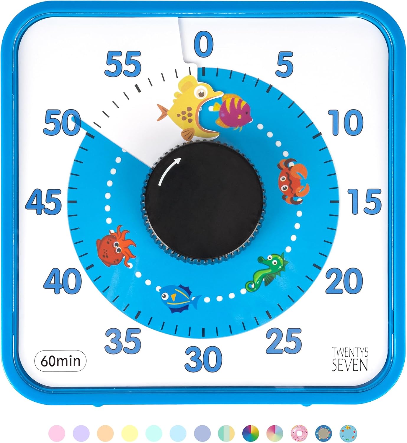 Visual Timer 7.5 inch; 60 Minute 1 Hour Countdown Timer for Kids Classroom Teaching Tool Home Office Meeting, Mechanical Countdown Clock for Exam Time Management Magnetic, Navy Blue with Colorful Disc