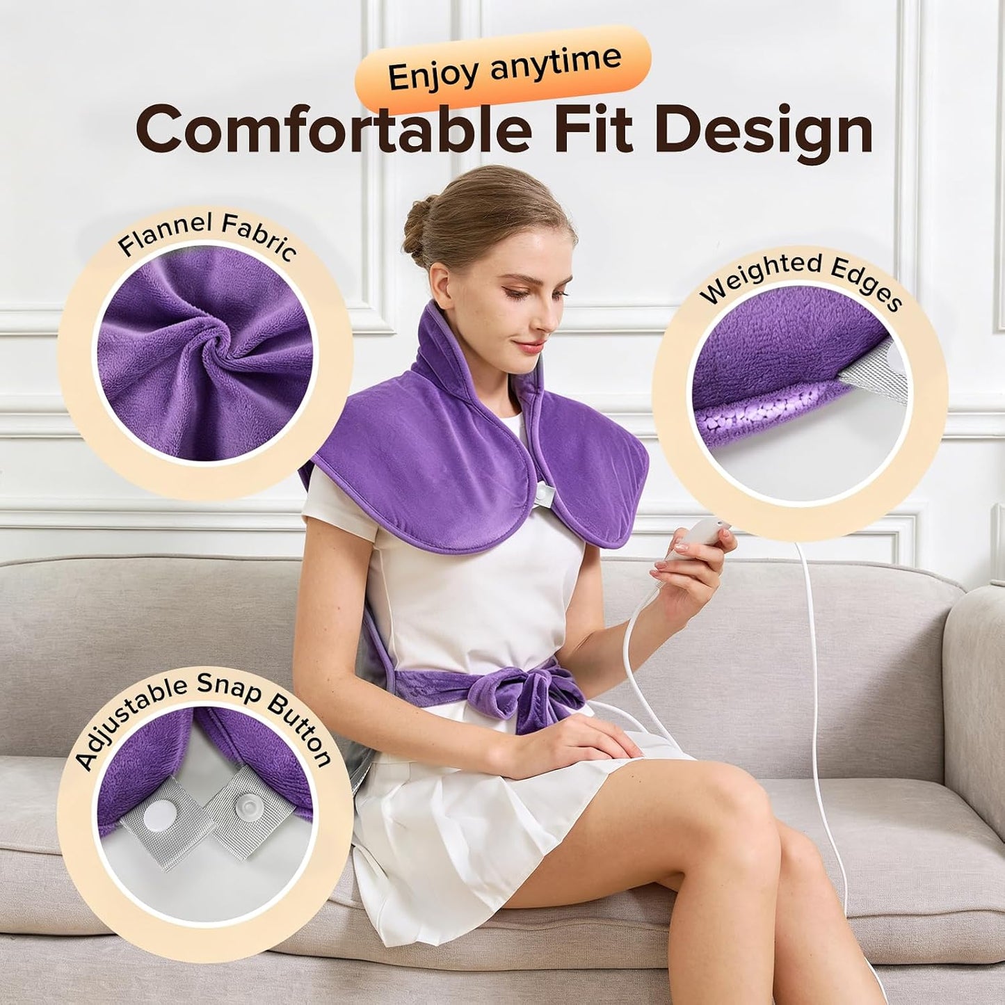 Electric Heating Pad for Neck Back Shoulder Pain Relief, 25"x37" Large Full Body Weighted Heated Pad for Menstrual Cramps - 5 Heat Levels/Snug Fit, Birthday Gifts for Women Men Mom Dad Elders