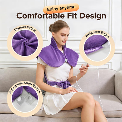 Electric Heating Pad for Neck Back Shoulder Pain Relief, 25"x37" Large Full Body Weighted Heated Pad for Menstrual Cramps - 5 Heat Levels/Snug Fit, Birthday Gifts for Women Men Mom Dad Elders