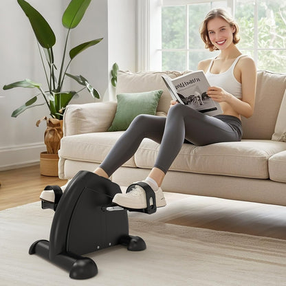 FITKS360 Under Desk Elliptical & Mini Exercise Bike - Seated Electric Leg Exerciser Under Table Oval Electric - Seniors Sit Exerciser Fully Assembled Pedal