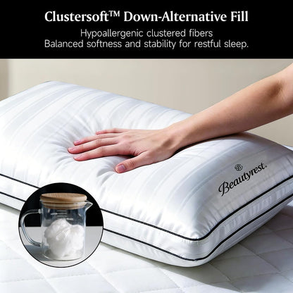 Beautyrest Hotel Pillows Luxury Cooling Queen Size Set of 2 Soft Medium