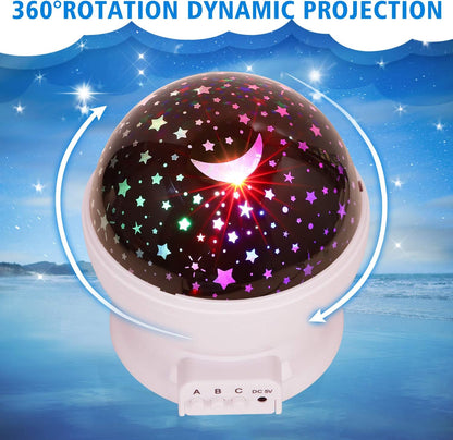 RICTLY Night Light for Kids, Kids Night Light Nebula 360 Degree Rotation - 4 LED Bulbs 12 Light Color Star Projector Changing with USB Cable, Romantic Gifts for Men Women Children