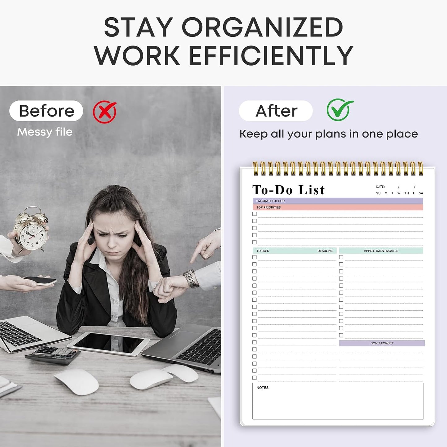 To Do List Notepad，Daily To Do List Notebook, (8.5"x 11") (1, Purple)