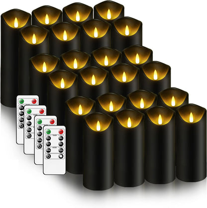 kakoya Flickering Flameless Candles Battery Operated with Remote and 2/4/6/8 H Timer Acrylic Led Pillar Candles Pack of 9 (appr D2.3"xH5.5"6.5"7.5")with Realistic 3D Wick Candles for Home Decor(White)