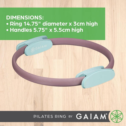 Gaiam Pilates Ring Fitness Circle - Lightweight & Durable Foam Padded Handles, Flexible Resistance Exercise Equipment for Toning Arms, Thighs/Legs & Core