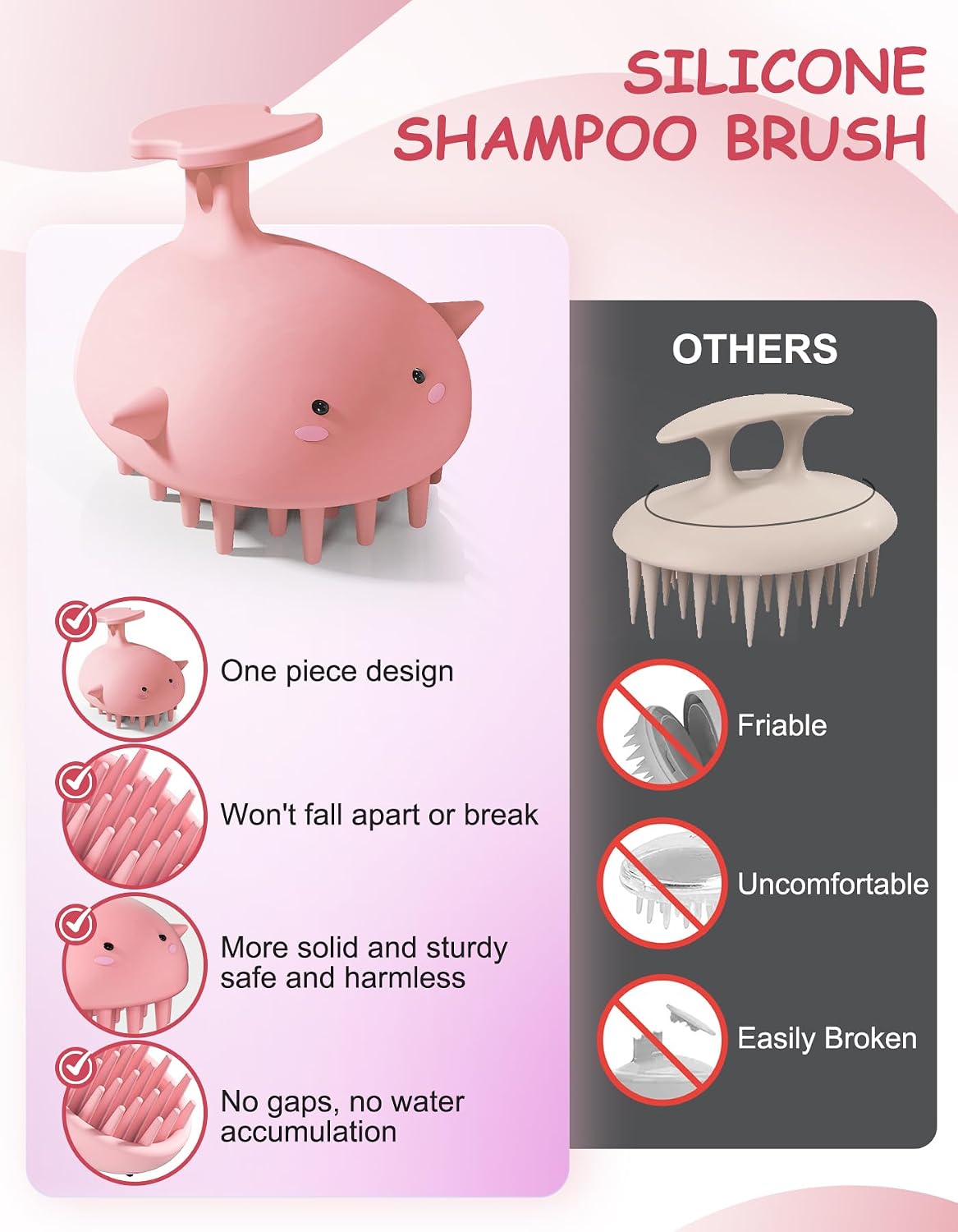Scalp Massager Hair Growth, Silicone Scalp Scrubber Shower Shampoo Brush | One-Piece Silicone Scalp Exfoliator, Wet & Dry Hair Care, No Seams to Trap Water or Grime, Flakes and Buildup