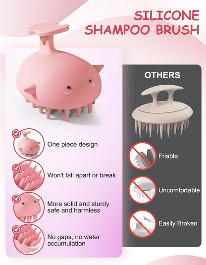 Scalp Massager Hair Growth, Silicone Scalp Scrubber Shower Shampoo Brush | One-Piece Silicone Scalp Exfoliator, Wet & Dry Hair Care, No Seams to Trap Water or Grime, Flakes and Buildup
