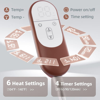 VALGELUIK Heating Pad for Back, Neck & Shoulder Pain Relief – 12"x24" Electric Heat Pad, Auto-Off, Machine Washable, Moist/Dry Heat Options – Thoughtful Mother's Day Gifts for Mom, Dad, Women & Men