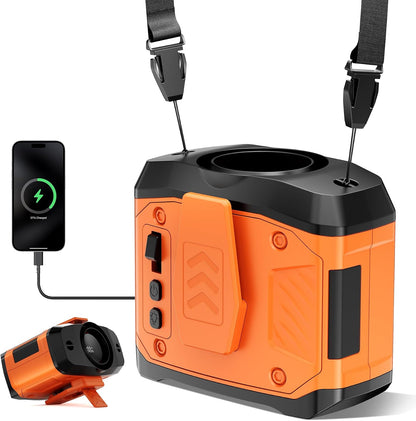 HAWANA Portable Waist Fan Clip on Fan for Shirt, 40H Max Cooling, Personal Wearable Belt Fan for Camping, Outdoor, Jobsite, Travel (Orange)