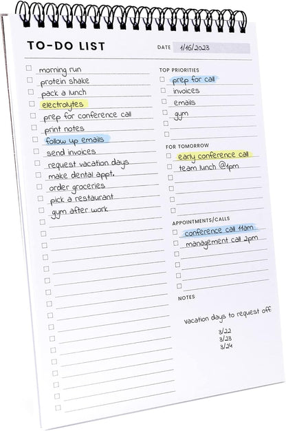 Weekly Planner Pad: To Do List Desk Notepad with Multiple Sections - 8.5x11" 52 Sheets - Undated Tear Off Notebook Calendar - Habit Planning Tracker, Task Goal Checklist Organizer - Agenda Plan Pad