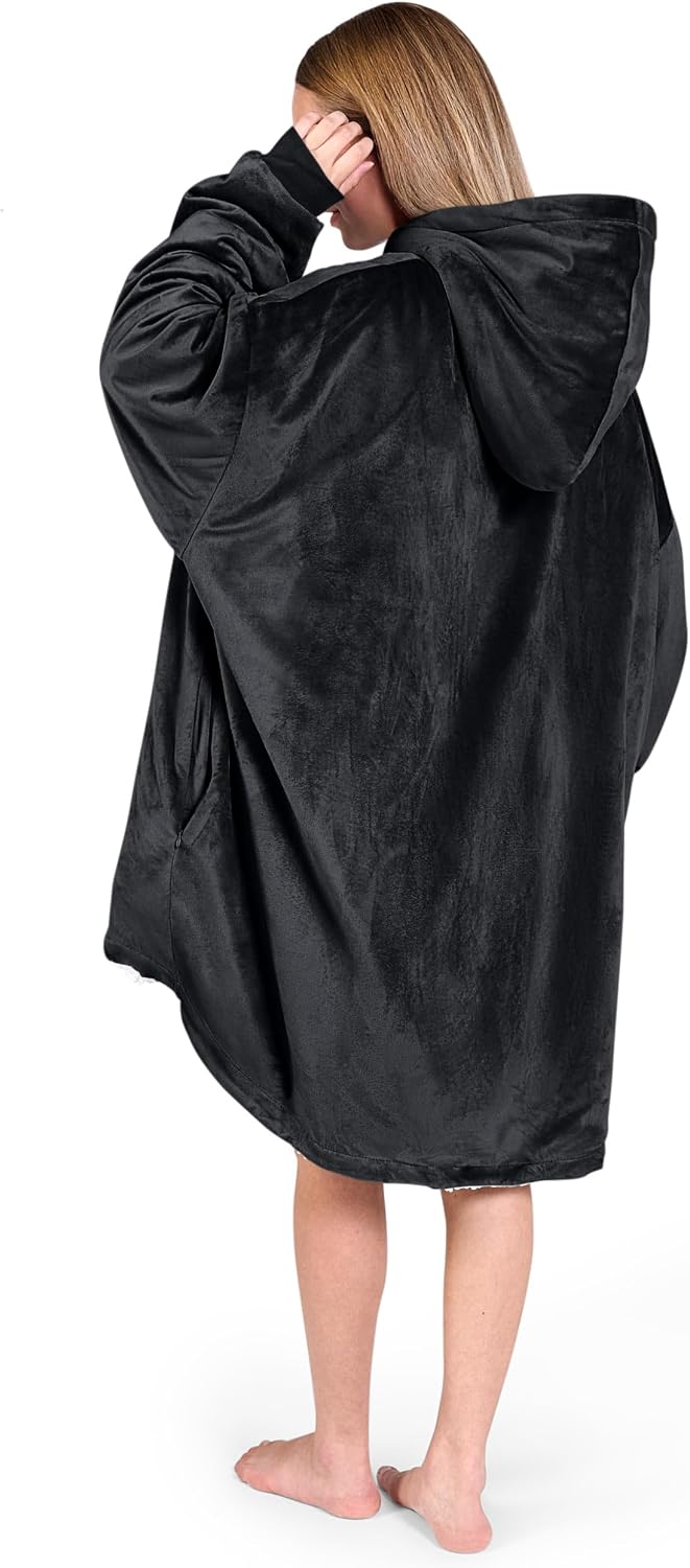 Bare Home Wearable Blanket Hoodie - Soft Plush Sherpa - Warm and Cozy - Oversized Wearable Blanket