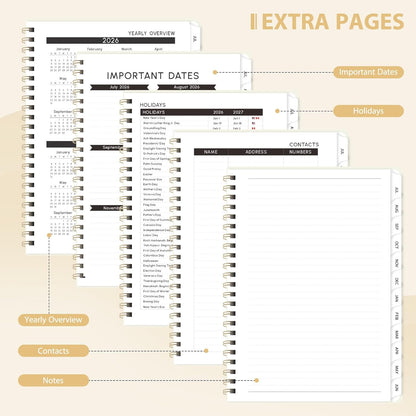 Planner 2026-2027, Weekly and Monthly Calendar Planner, JUL 2026 - JUN 2027 | A5(6.3'' x 8.5''), Hardcover, Agenda Book, Sprial Bound, Inner Pocket, Office and School Use