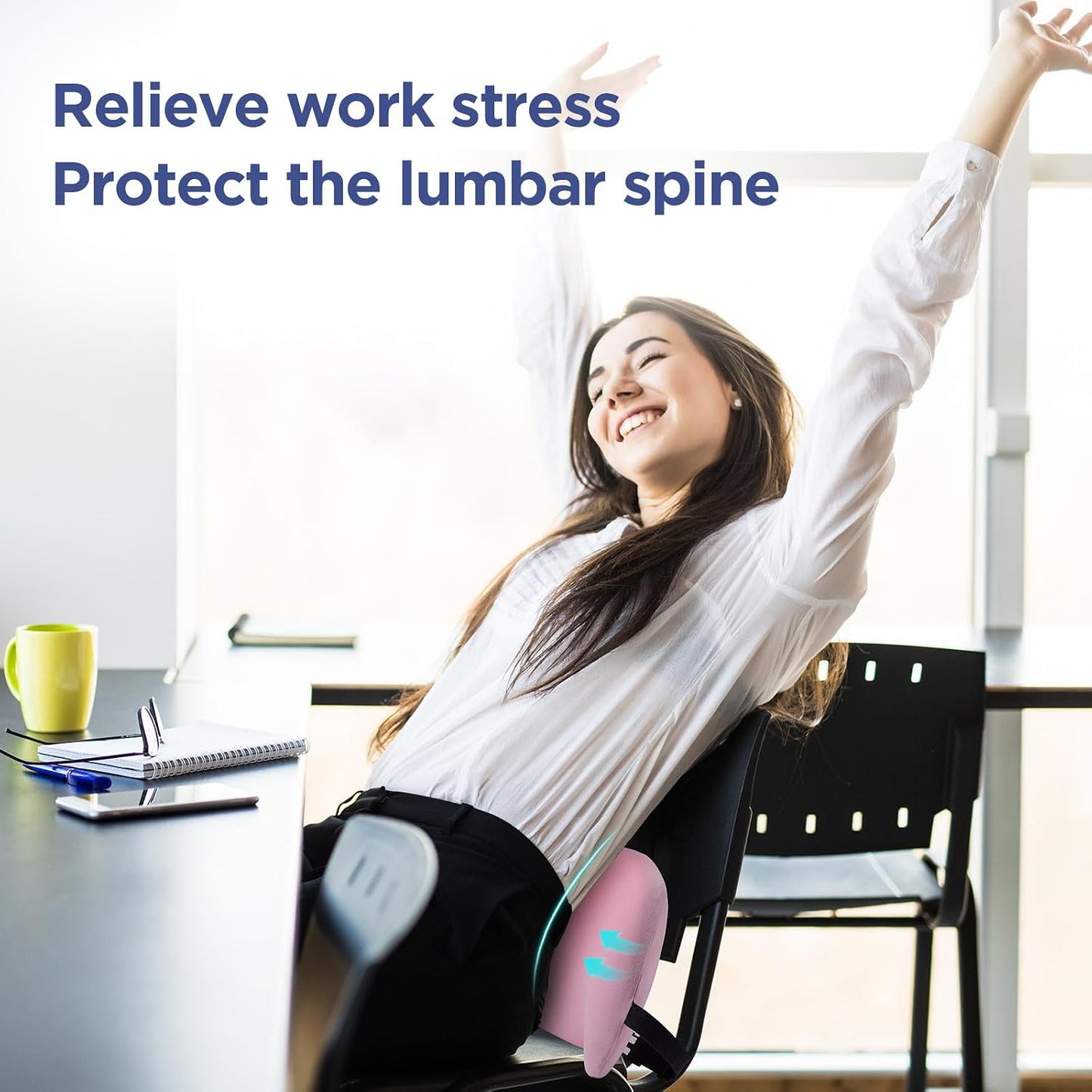 Lumbar Support Pillow for Office Chair, Car Lumbar Pillow Lower Back Pain Relief, Memory Foam Back Cushion with 4D Mesh Cover and Adjustable Straps, Ergonomic Chair Back Pillow for Car,Bed, Gaming