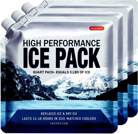 Reusable Ice Packs for Cooler Bag & Large Lunch Box, Long Lasting Gel Freezer Pack for Backpack, Heavy Duty Cold Packs for Camping, Travel, 3 Pack (9.8"x9.8")