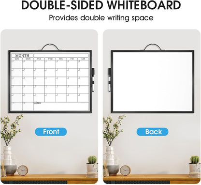 MaxGear Monthly Calendar Whiteboard, Magnetic Double-Sided Board, 16" x 12"