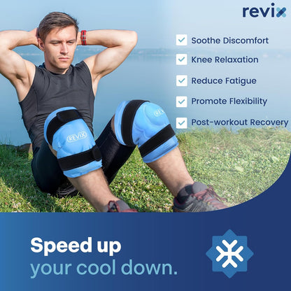 REVIX 20‘’ XXXL Knee Ice Pack Wrap Around Entire Knee, Extra Large Ice Pack for Knee Meniscus Tear and Arthritis, Cold Compress Therapy, Reusable Ice Wraps for Back, Shoulder, Post-Workout Recovery