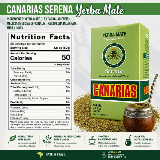 Canarias Serena Yerba Mate Herbal Ground Leaf Tea 1kg 2.2Lbs