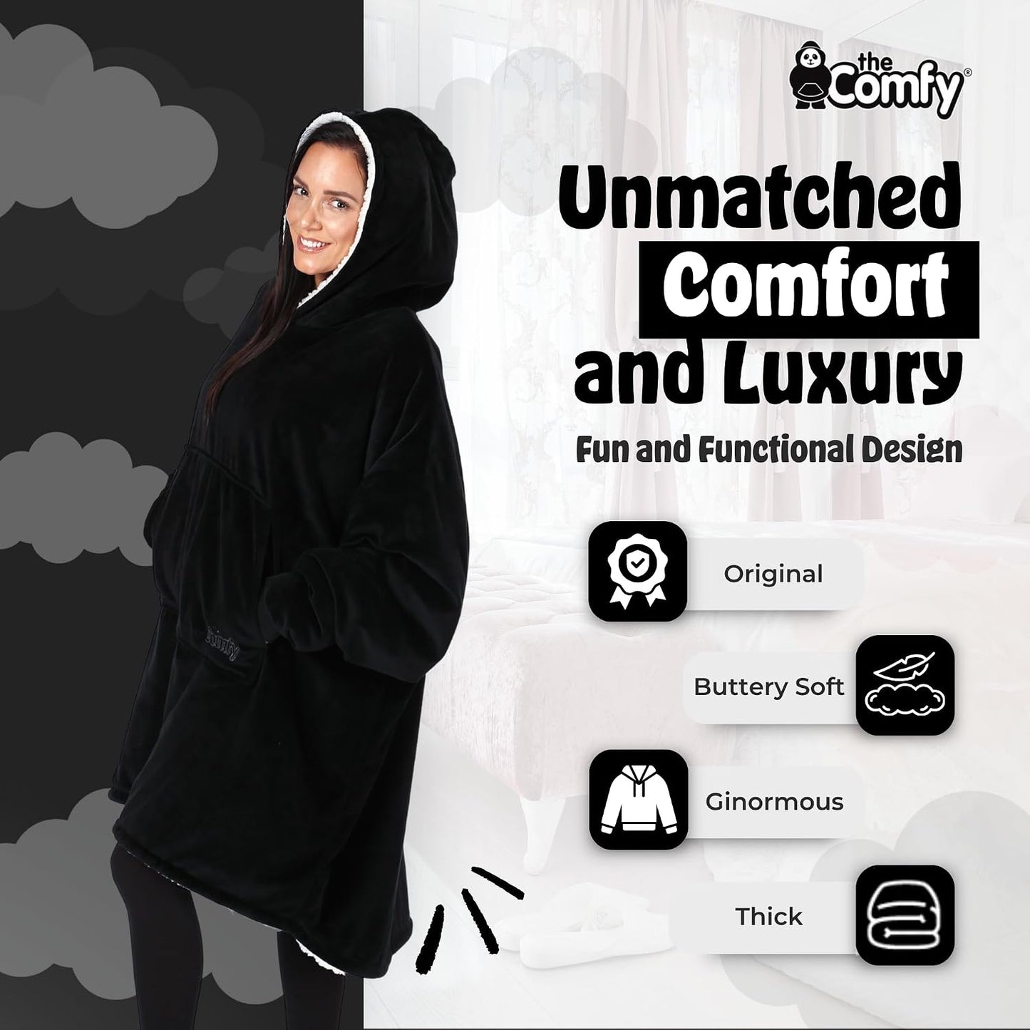 THE COMFY Original | From Shark Tank | Patented | Oversized Sherpa Wearable Blanket Hoodie| Gift for Women & Men | One Size