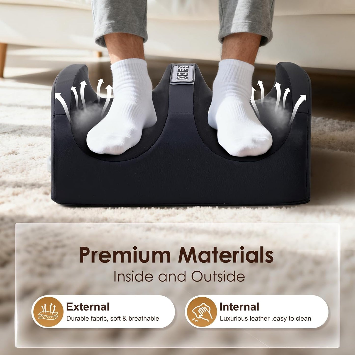 Black Foot Massager with Heat Electric Foot and Calf Massager with Roller Deep Shiatsu Feet Massage for Plantar Fasciitis Neuropathy & Pain Relief Gifts for Women & Men