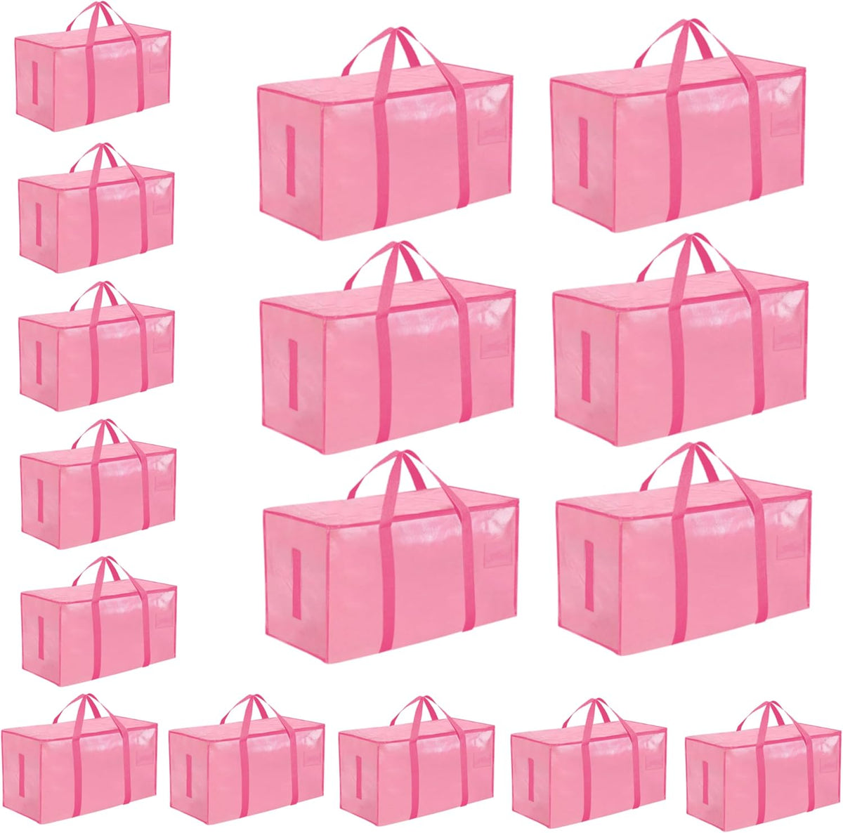 Moving Bags Extra Large - Heavy Duty Storage Totes with Wrap-Around Handles & Reinforced Zippers - Foldable Moving Box Alternative, Water-Resistant for Dorm, Closet & Under Bed Storage (Clear)