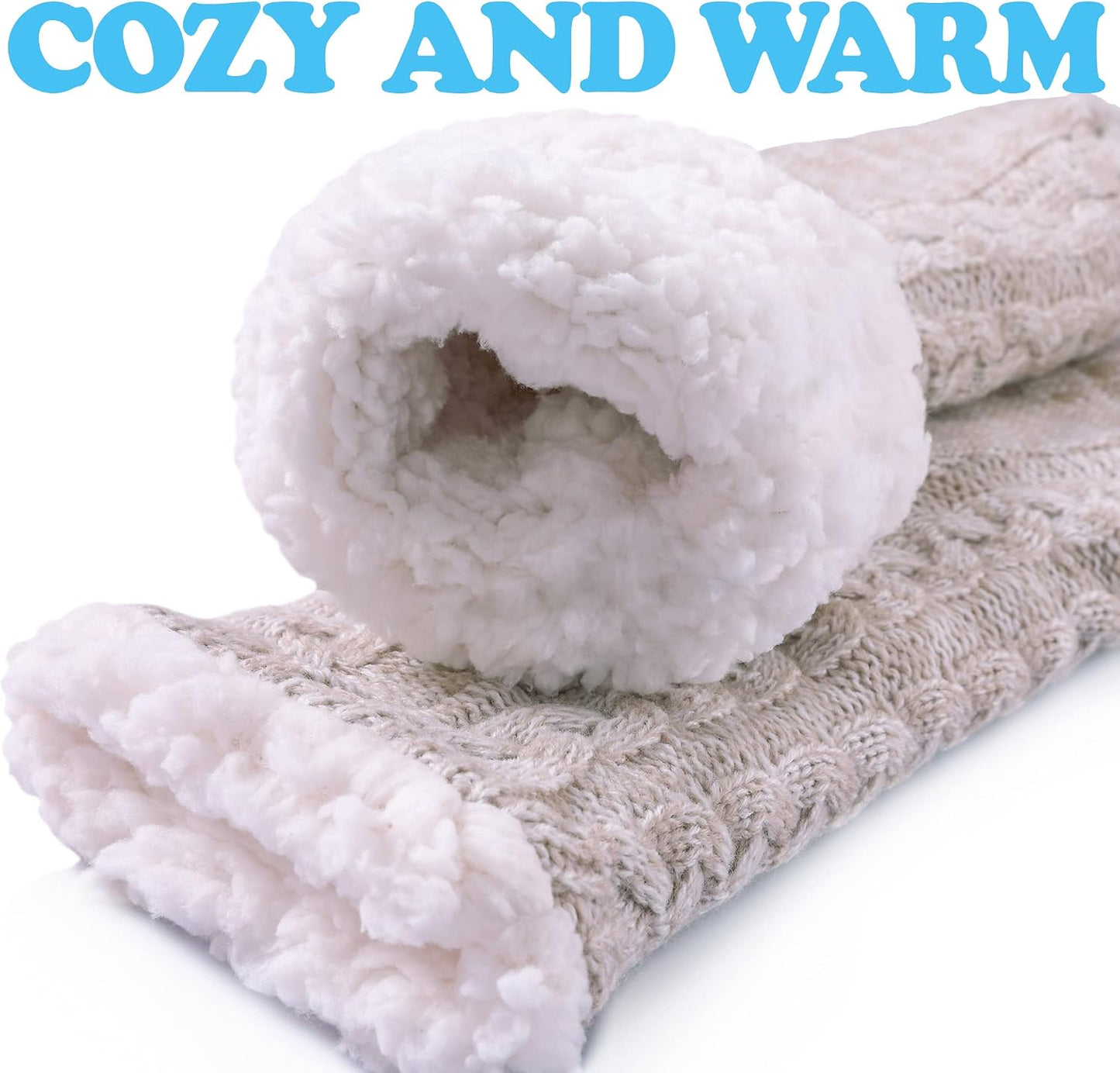 SDBING Women's Winter Super Soft Warm Cozy Fleece Lined Fuzzy Slipper Socks with Grippers