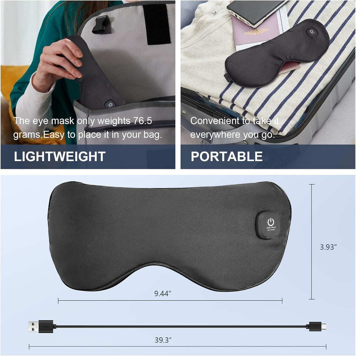 Heated Eye Mask Cordless, Warm Eye Compress for Dry Eyes Stye Blepharitis Chalazion MGD Eye Treatment, Heat Therapy to Unclog Gland, Soothe Tired and Sore Eyes (Gray)