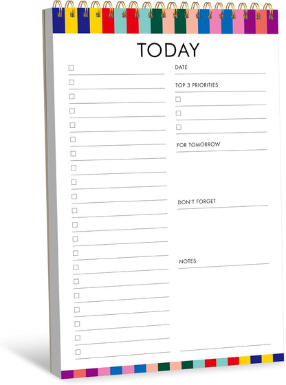 2 To Do List Notepads, Daily Planner Notebook with Tear-off Design, Undated Writing Organizer for Daily Tasks and Goal, Coiled Task Track Checklist Productivity Pad for Office, Classroom, Home, School