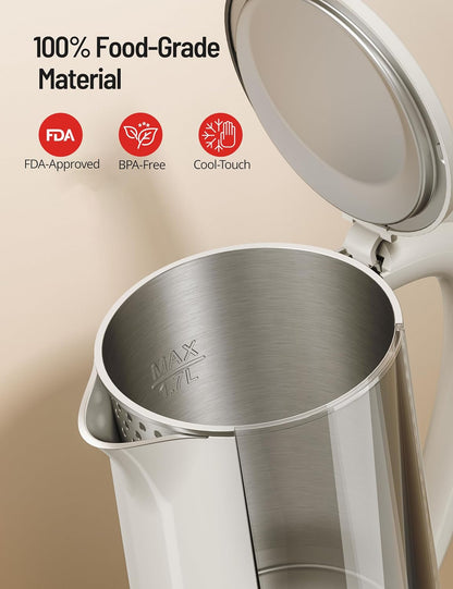 Electric Kettle Temperature Control, 1.7L Large Electric Tea Kettle, 4H Keep Warm Hot Water Boiler with 6 Presets, LED Screen Electric Kettles for Boiling Water, Boil-Dry Protection, BPA Free