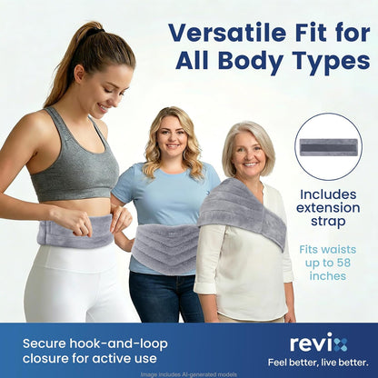REVIX Microwavable Heating Pad for Back, Extra Large Microwave Heating Wrap for Waist, Stomach, and Shoulders, Moist Heat Therapy for Stress Relief, Adjustable, for Men and Women, Navy
