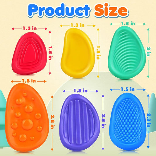 Fidget Toys Sensory Stone for Kids: 6 Pack Textured Soft Worry Stone for Autism Kids Calming - Fidget Stress Toys for Students Stress Relief - Small Prizes Fidget Toys