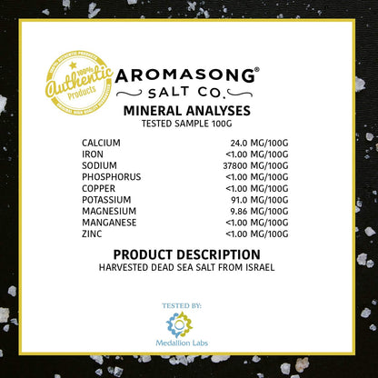 Aromasong Dead Sea Salt - Spa Bath Salt - 19 Lbs Fine Grain Bulk - 100% Pure - Better Absorbing Than Epsom Salt - Soak for Women & Men for Skin Issues and to Relax Tired Muscles - Resealable Pack.