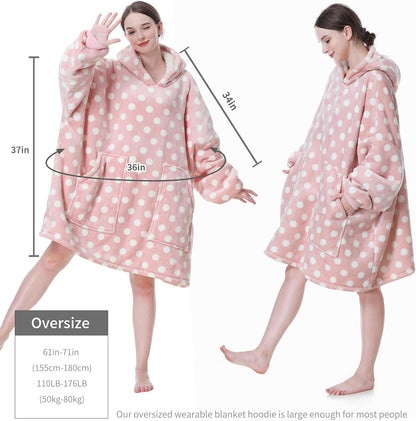 Aemicion Strawberry Blanket Hoodie,Oversized Sherpa Wearable Hooded Blanket,Warm Cozy Sweatshirt Gifts for Women Girls Adult