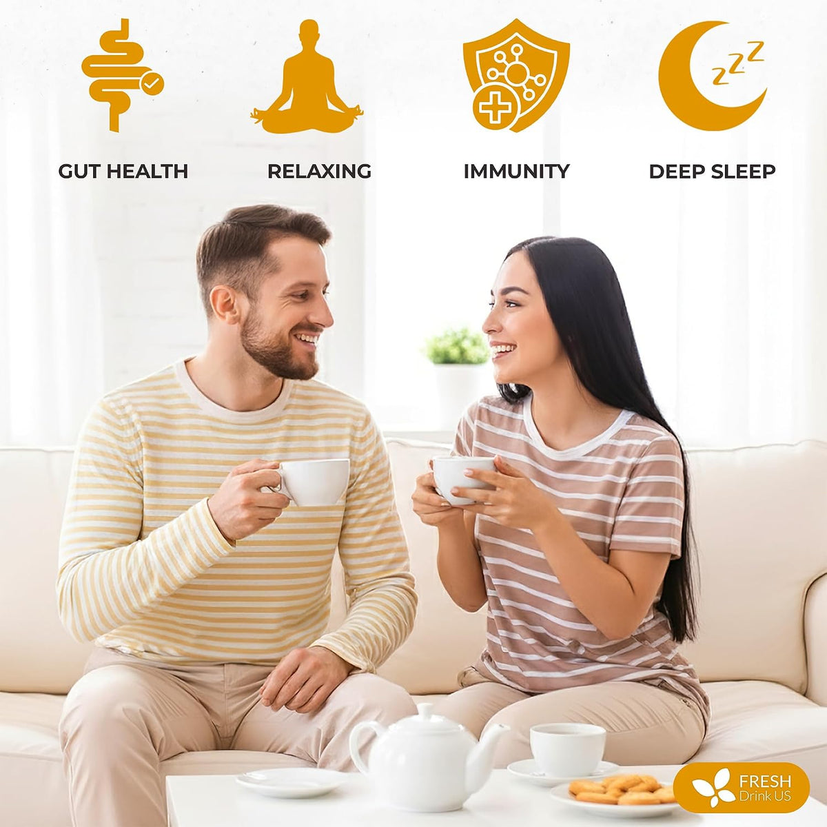 FreshDrinkUS, Premium Tulsi Chamomile Herbal Tea, 135 Bags, Caffeine Free
