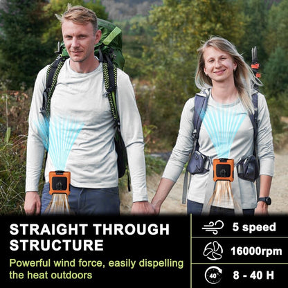 AINFTIME 2025 Portable Waist Clip Body Fan 10000mAh Personal Wearable 8-40H Powerful Outdoor (10000mAH / Green)
