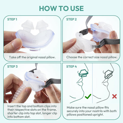 3 Packs Replacement Nasal Pillow Cushion for ResMed AirFit P10, Ultra-Soft Silicone, Better Sealing, Minimize Leakage, Reduce Pressure Points, CPAP Supplies Accessories, Size Large