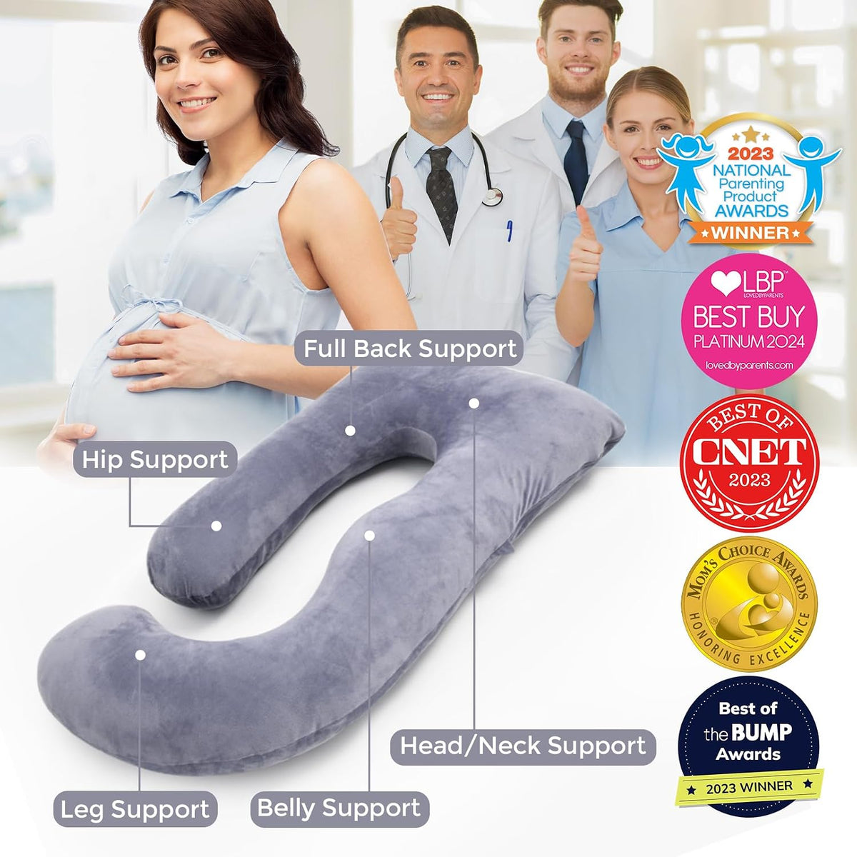 Momcozy Cooling Pregnancy Pillow - U Shaped Full Body Maternity Pillow