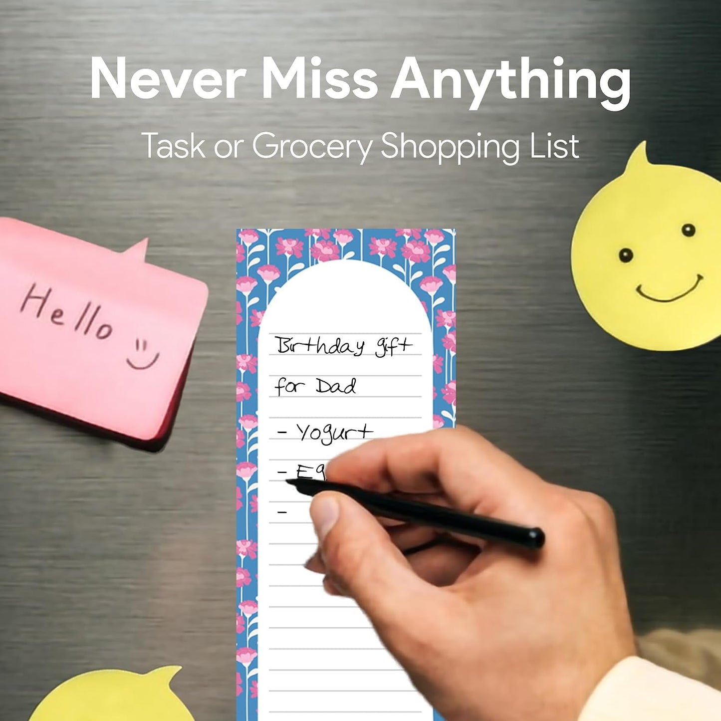 8 Magnetic Notepads – Notepads for Grocery List, Shopping List, To-Do List, Reminders -Strong Magnetic Back- Memo Notepad with Realistic Fruit Designs | 25 Sheets per Pad 7.5 x 3.5 inch (8 Pack)