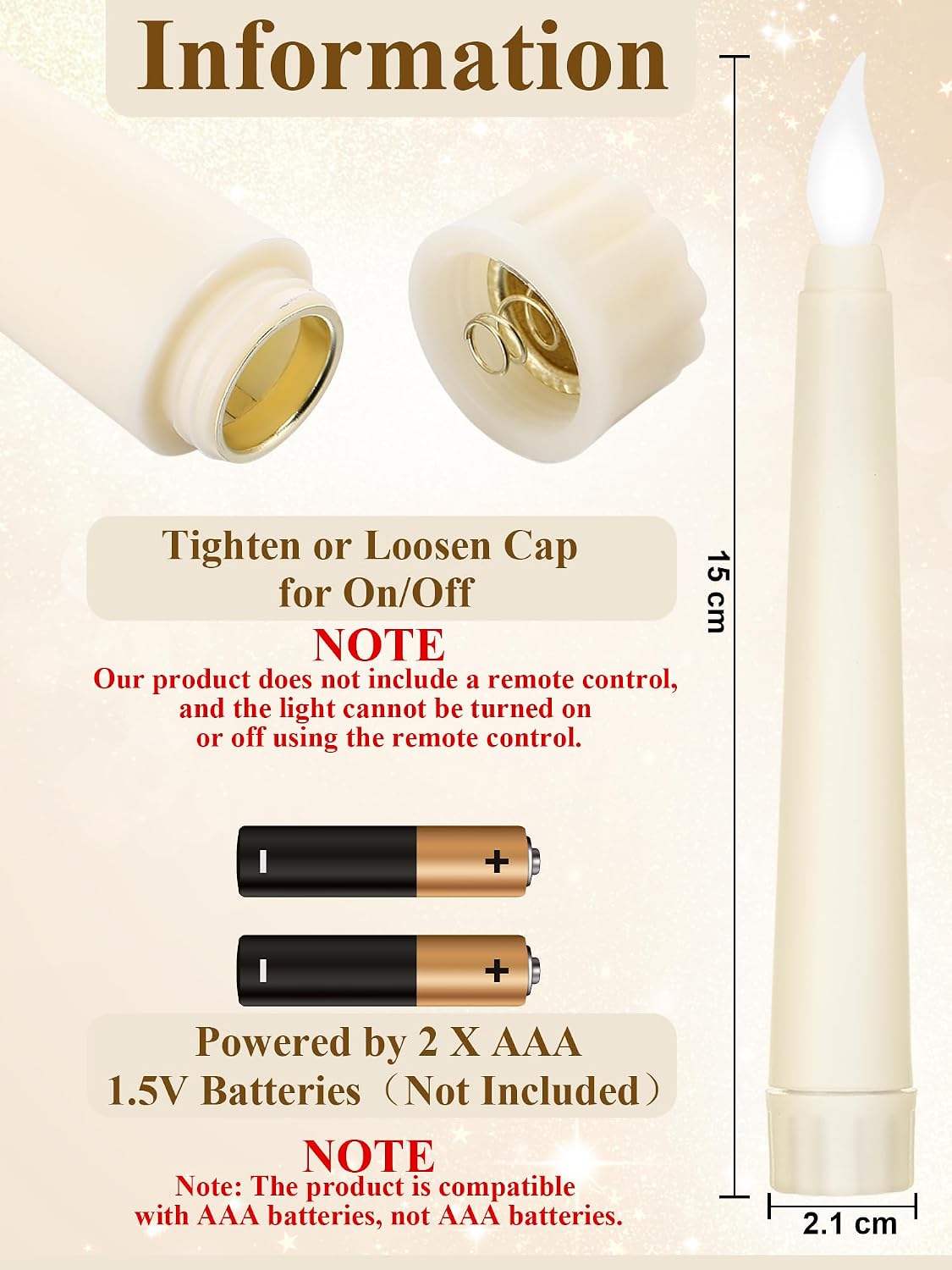 Treela 24 Pcs Flameless Taper Candles Battery Operated Bulk Fake Candles Light LED Candle Sticks Flickering Tapered for Easter Wedding Anniversary Decoration(Basic,11 Inch,Ivory)