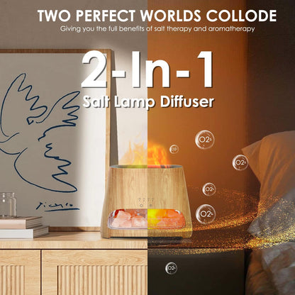 SALKING 2-in-1 Ultrasonic Essential Oil Diffuser & Himalayan Salt Lamp, Aromatherapy Diffuser Cool Mist Humidifier with 3 Brightness, Salt Therapy Lamp, 100% Pure Himalayan Salt Rock, 150ml (Marble)