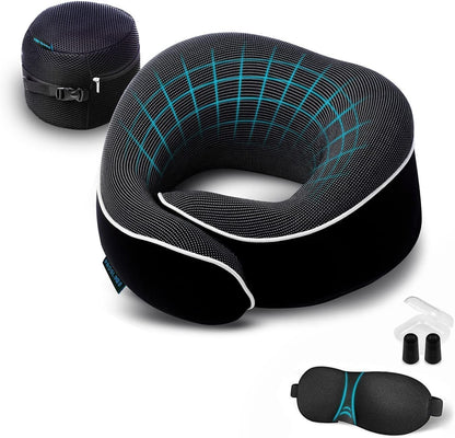 Proglobe Travel Neck Pillow for Airplanes, Long Haul Flight Kit, Grey