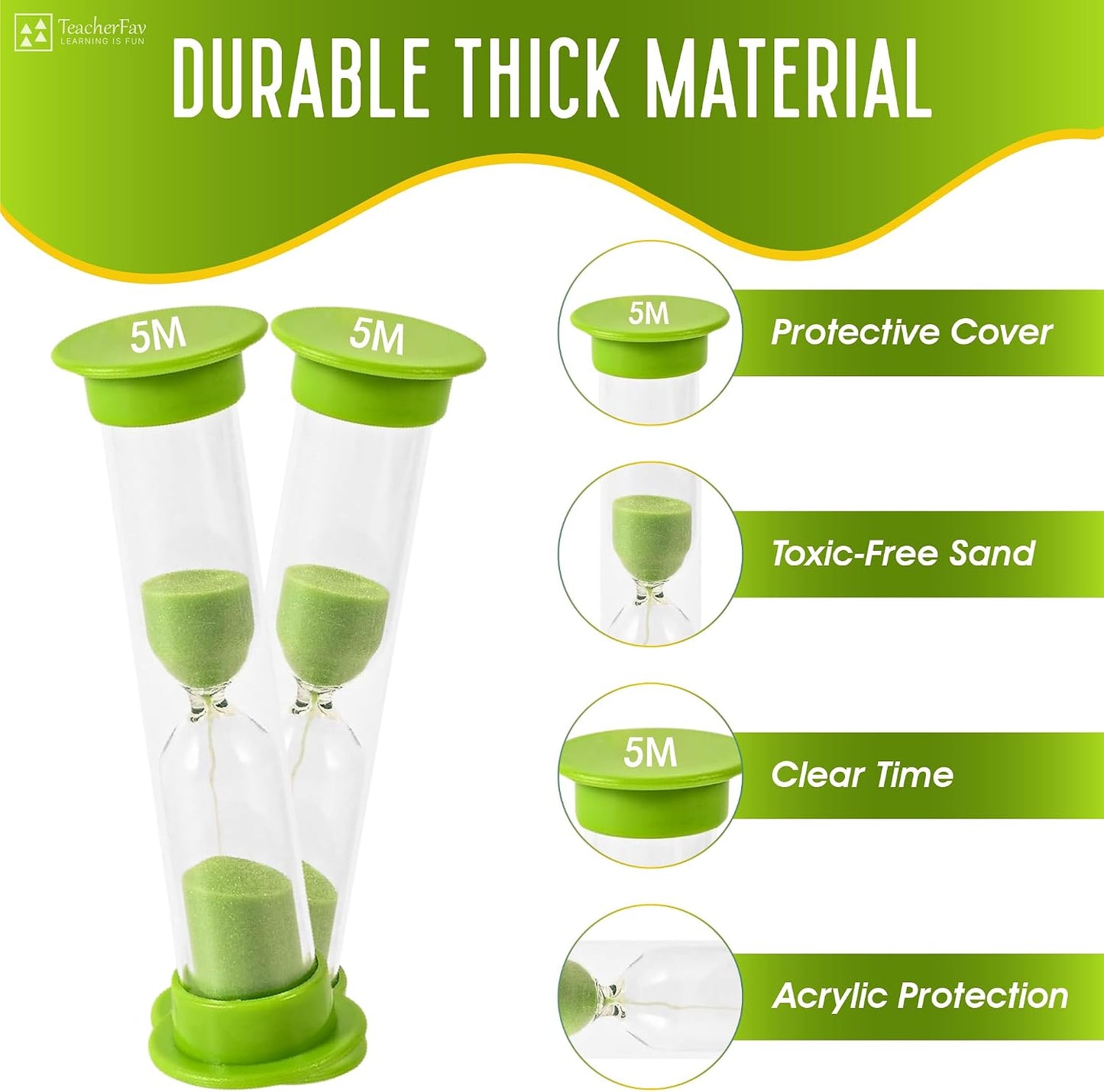 Sand Timer for Kids Set of 3 Small Colorful Hourglass Acrylic Covered Clock 1Min 2Min 5Min for Classroom, Home & Kids Room