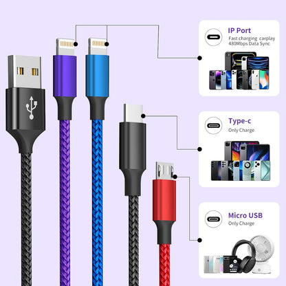 4 in 1 Multi Charging Cable, 5FT Charging Cords for Multiple Devices