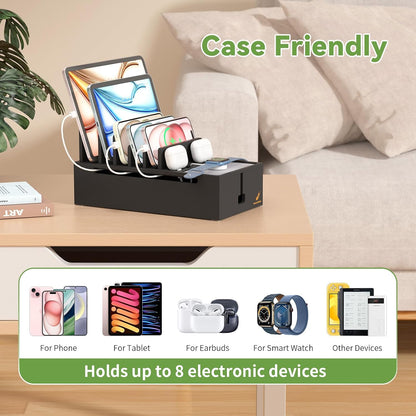 Pezin & Hulin Cell Phone Charging Station for Multi Devices-Natural Bamboo