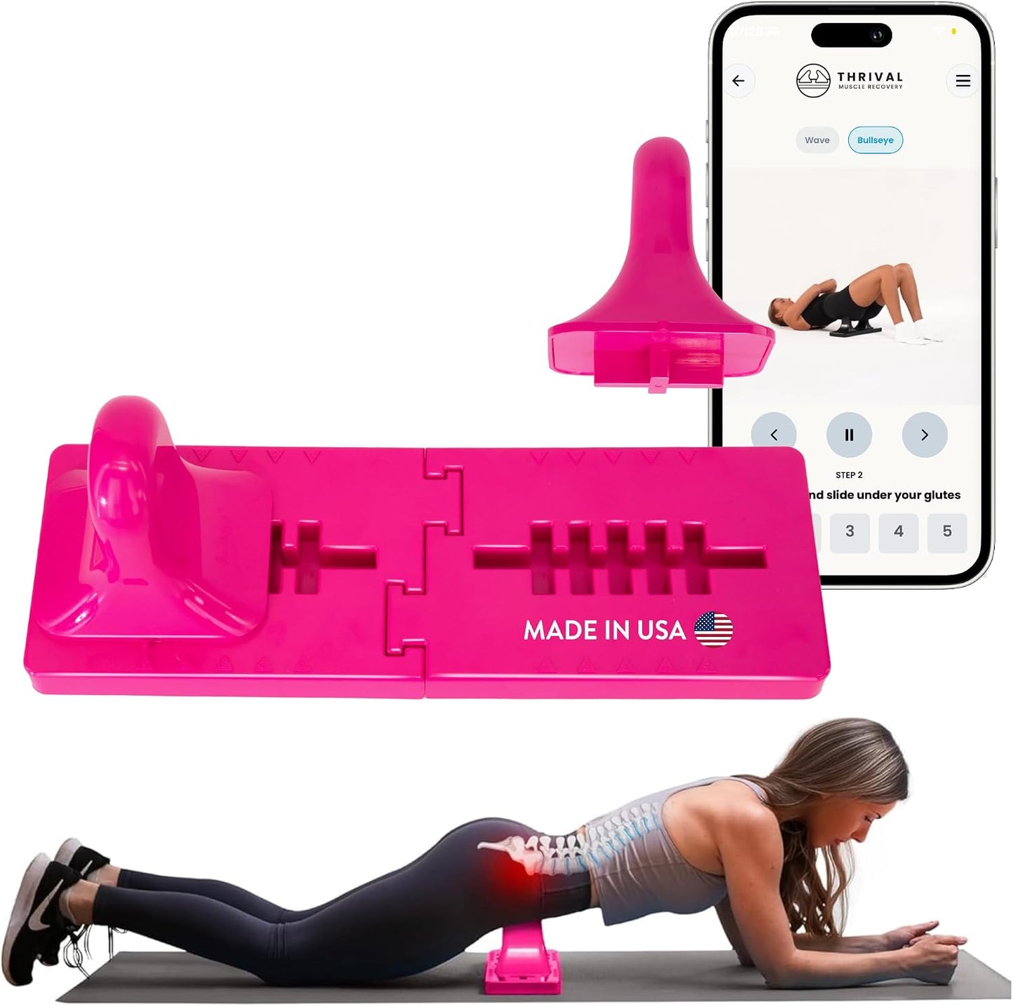 Thrival Arch Back Stretcher - Psoas Muscle Release Tool App for Hip Flexor, Back, Glute, Iliacus, and Neck - Spine Decompressor, Trigger Point, and Myofascial Release – Carbon Black