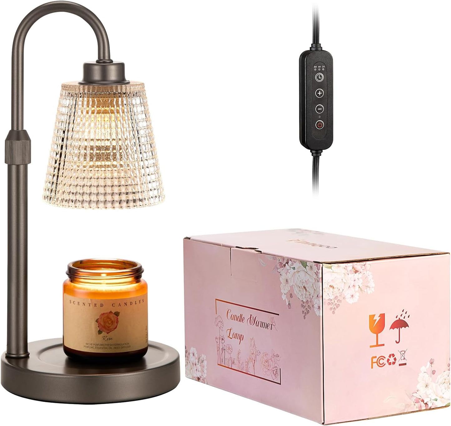 Innqoo Candle Warmer Lamp with Timer, Dimmable Candle Warmer for Jar Candles, Height Adjustable Wax Melts Warmer, Birthday Gifts for Women Mom, House Warming Gifts New Home Decor