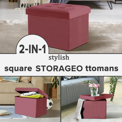 LINMAGCO Ottoman with Storage Small Foot Rest Stool Under Desk Stool Short Folding Footrest for Living Room Bedroom Home Office Dorm Dark Gray 16X12X12IN