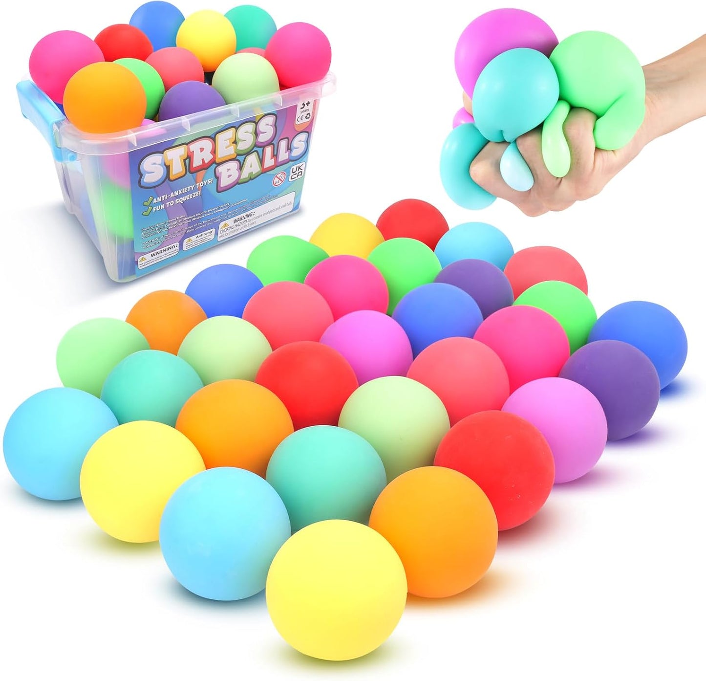 Slow Rising Stress Ball 24 Pack, Stretchy Fidget Ball for Anxiety Stress Relief, Hand Therapy Sensory Squishy Ball, Pull Stretch Fidget Toy for Students, Classroom Prize Box Toys