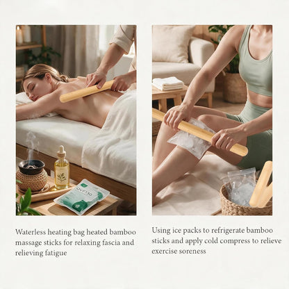 3PCS 100% Natural Solid Bamboo Massage Sticks,GuaSha Bamboo Massage Rollers for Back,Legs,Full Body,Deeply Deep Tissue Massage,Muscle Relax,Body Shaping,Portable Therapy Set(with Storage Bag)