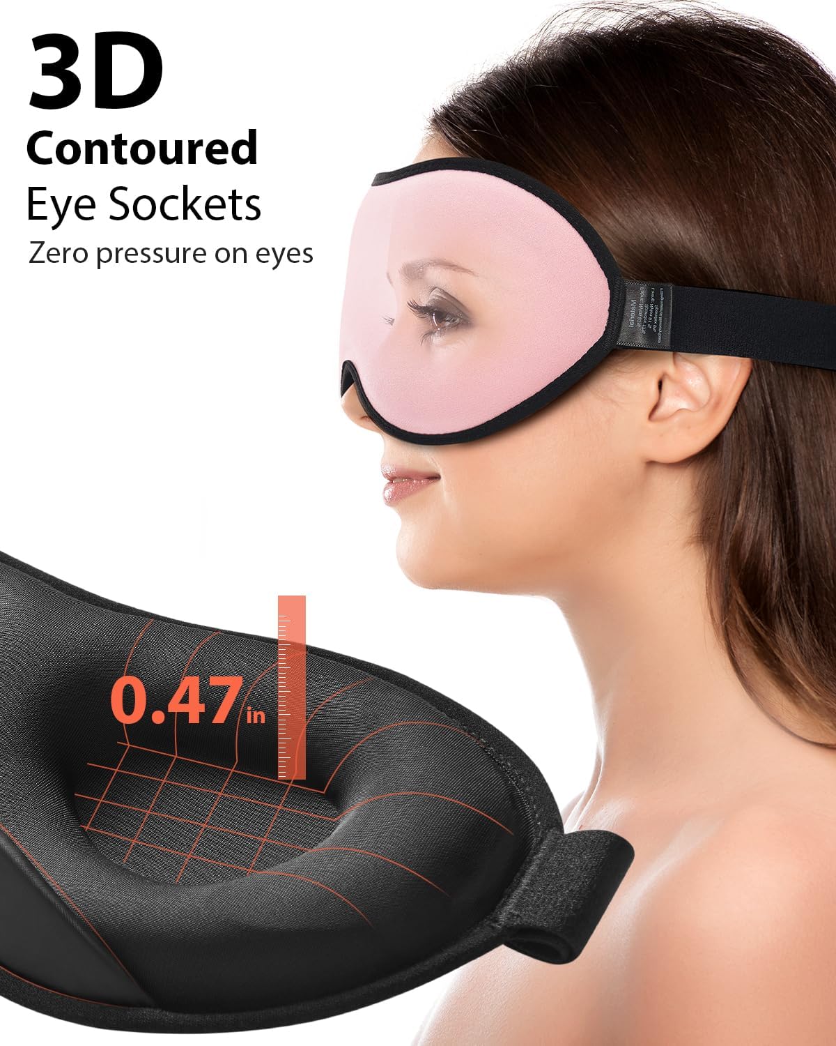 MABAO Weighted Sleep Mask - 100% Blackout Eye Mask for Sleeping for Women Men, 3D Contoured for Lash Extension, Zero Eye Pressure Memory Foam Cover, Soft Gentle Pressure Blindfold for Travel - Black