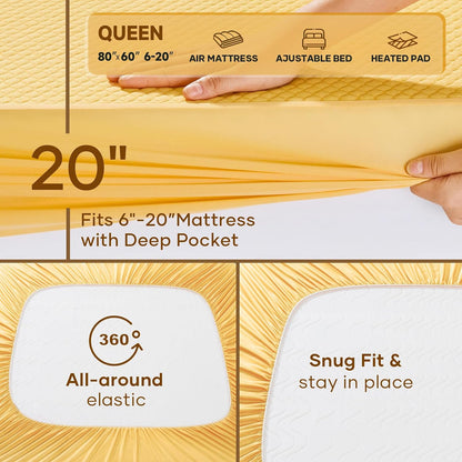 OhGeni 100% Waterproof Mattress Protector,Queen Size Premium Bamboo Mattress Pad,Pet Hair & Bedwetting Resistant,Cooling Breathable Fitted Sheets,Washable Bed Cover,Non-Slip Deep Pocket for Bedroom